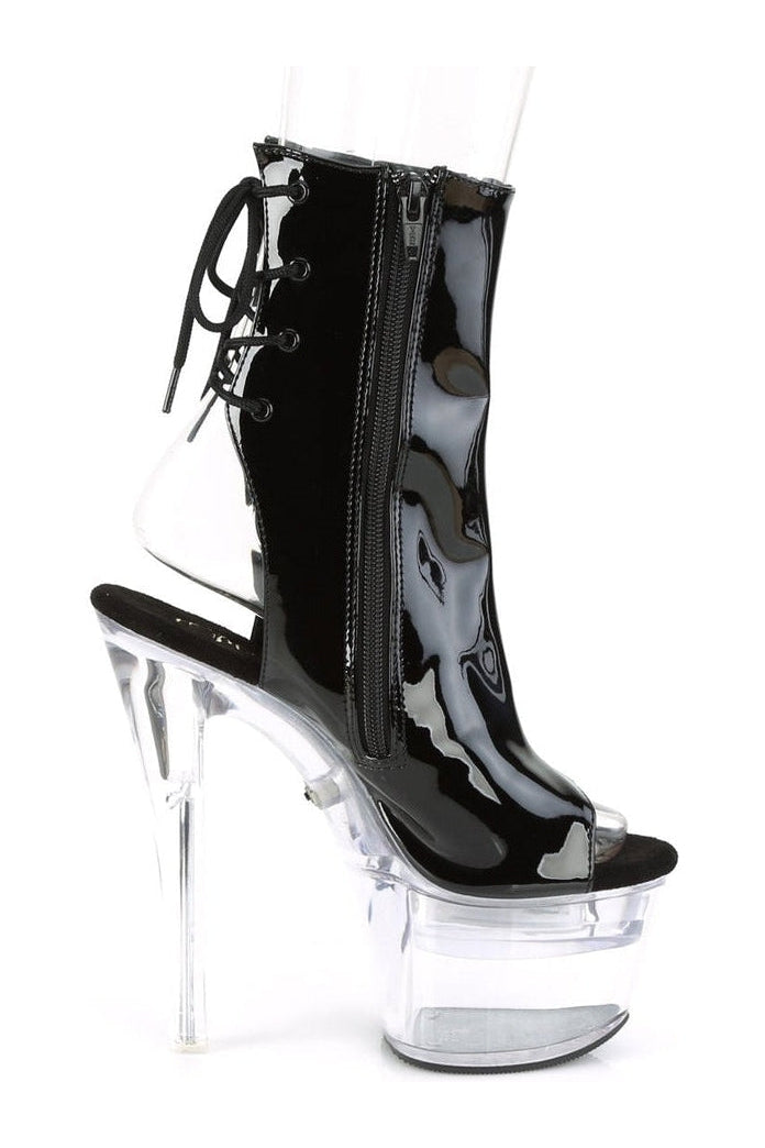 Pleaser FLASHDANCE-1018-7 Platform Ankle Boot in Black Patent