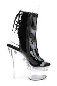 Pleaser FLASHDANCE-1018-7 Platform Ankle Boot in Black Patent
