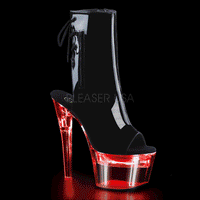 Pleaser FLASHDANCE-1018-7 Platform Ankle Boot in Black Patent from SexyShoes.com