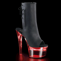 Pleaser FLASHDANCE-1018-7 Exotic Ankle Boot in Black Faux Leather from SexyShoes.com