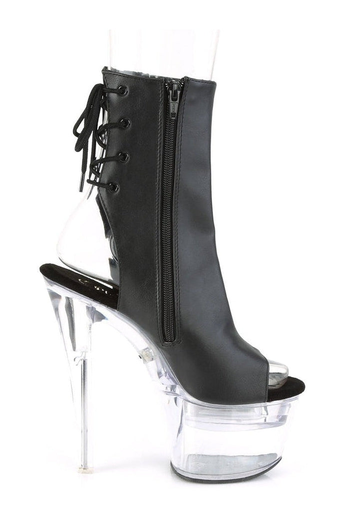 Pleaser FLASHDANCE-1018-7 Exotic Ankle Boot in Black Faux Leather