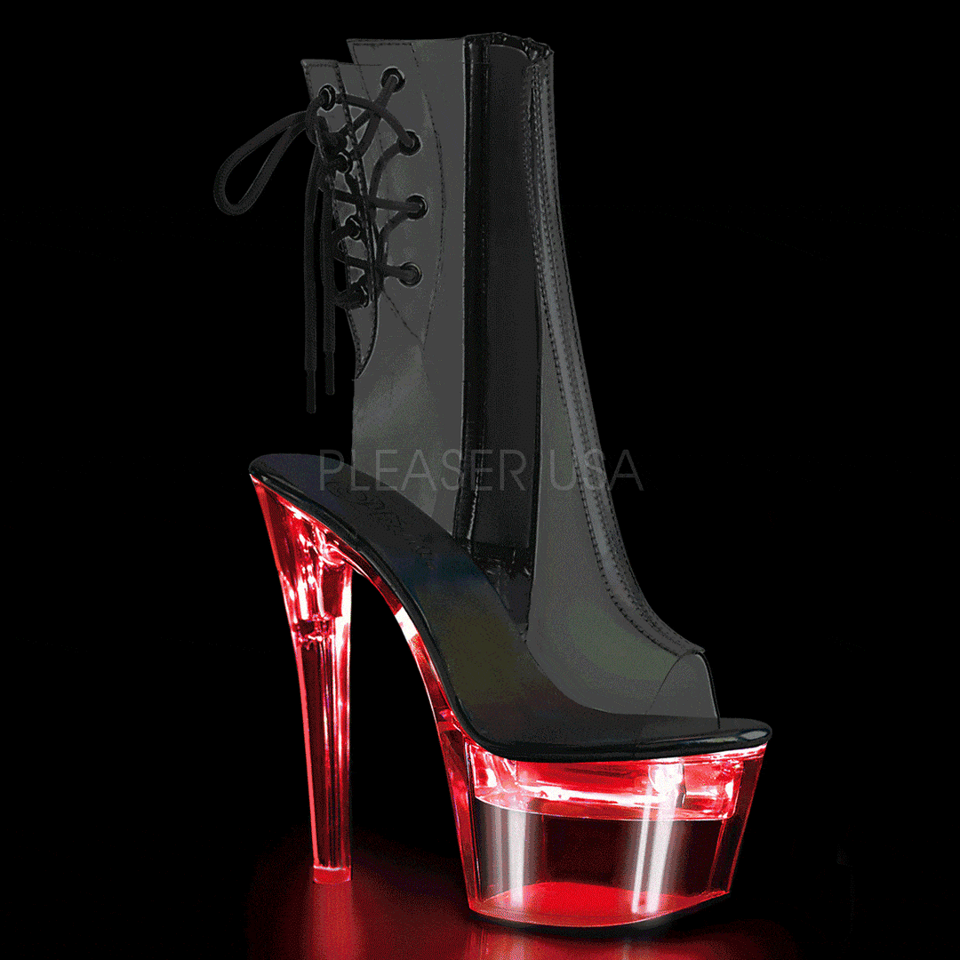 Pleaser FLASHDANCE-1018C-7 Platform Ankle Boot in Clear Vinyl from SexyShoes.com