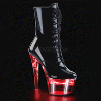Pleaser FLASHDANCE-1020-7 Platform Ankle Boot in Black Patent from SexyShoes.com