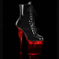 Pleaser FLASHDANCE-1020-8 Platform Ankle Boot in Black Patent from SexyShoes.com