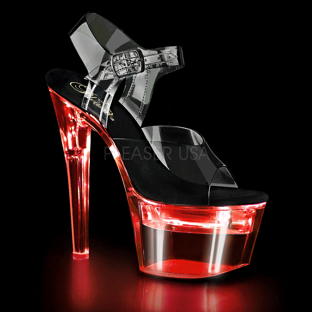 Pleaser FLASHDANCE-708 Platform Sandal in Clear Vinyl from SexyShoes.com