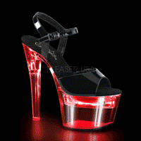 Pleaser FLASHDANCE-709 Platform Sandal in Black Patent from SexyShoes.com
