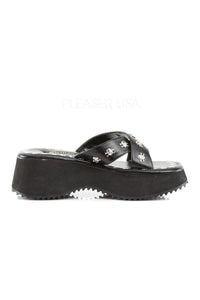 Demonia FLIP-05 Sandal in Black Faux Leather