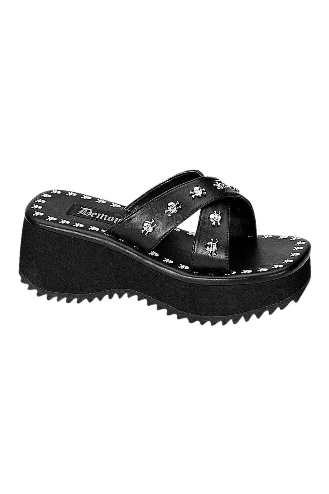 FLIP-05 Sandal | Black Faux Leather-Demonia-Black-Sandals-SEXYSHOES.COM