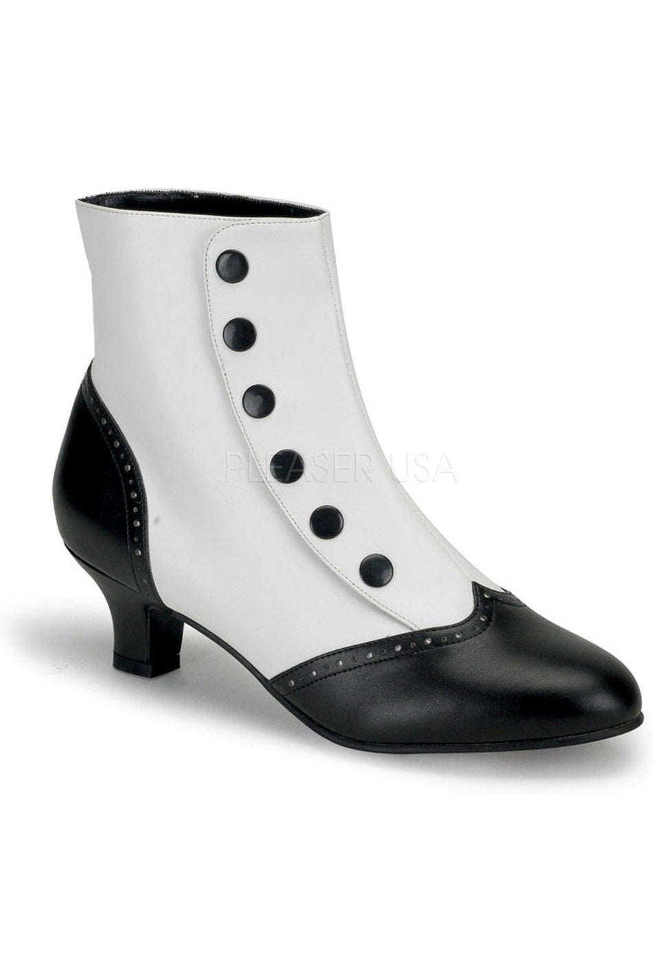 FLORA-1023 Ankle Boot | Black Faux Leather-Bordello-Black-Ankle Boots-SEXYSHOES.COM