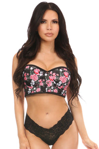 Daisy Corsets Floral Print Short Bustier in Pink  from SexyShoes.com