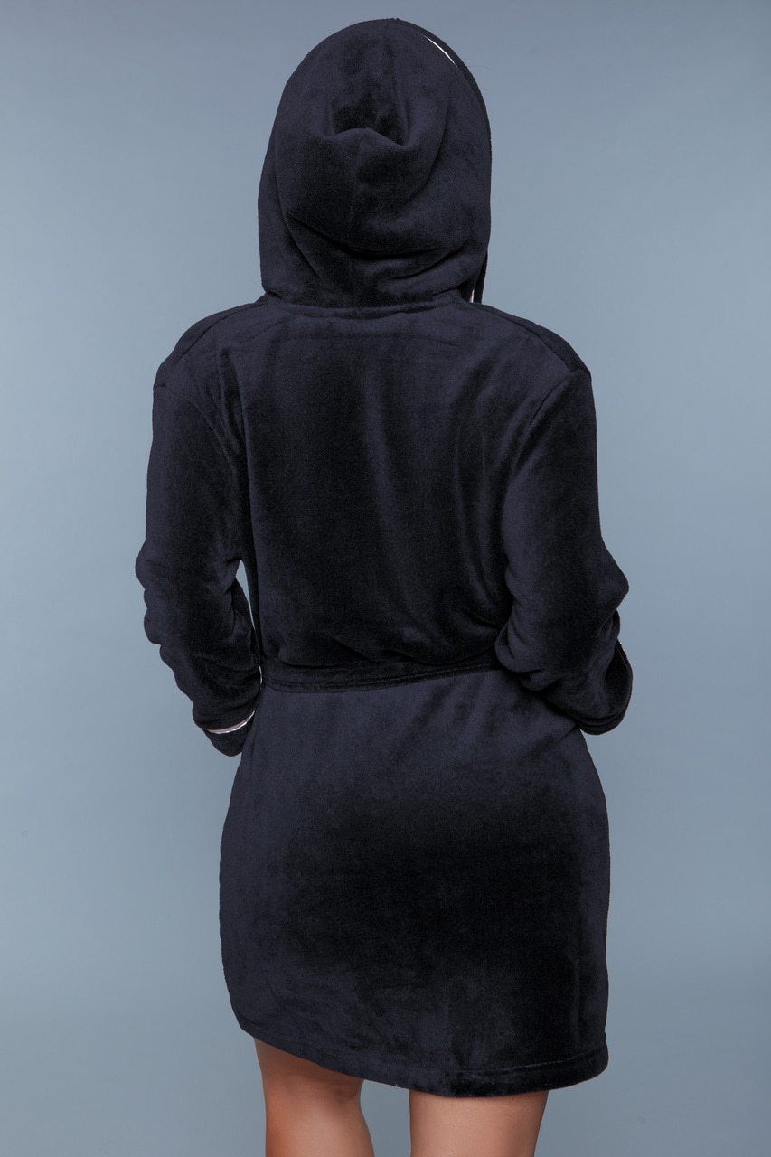 Fluffy Two Pocket Short Robe-Robes-BeWicked-SEXYSHOES.COM