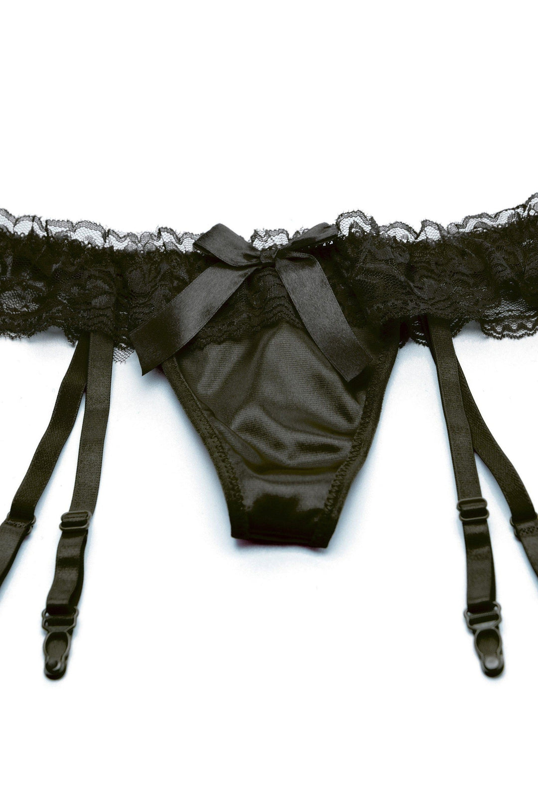 Frilly Lace Gartini-Garter Belts-Shirley of Hollywood-Black-O/S-SEXYSHOES.COM