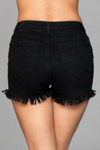 BeWicked Fringed Denim Shorts in Black 