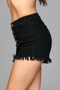 BeWicked Fringed Denim Shorts in Black 