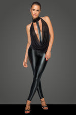 Full Bodysuit with Tulle Top and Wetlook Bottom