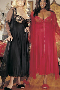 Intimate Attitudes Full Length Bedroom Gown Set in Red  from SexyShoes.com