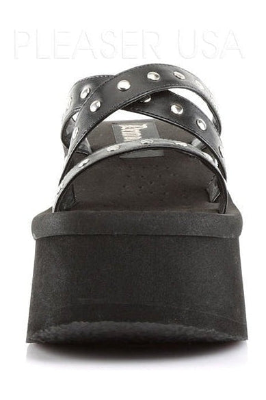 FUNN-19 Sandal | Black Faux Leather-Demonia-Sandals-SEXYSHOES.COM