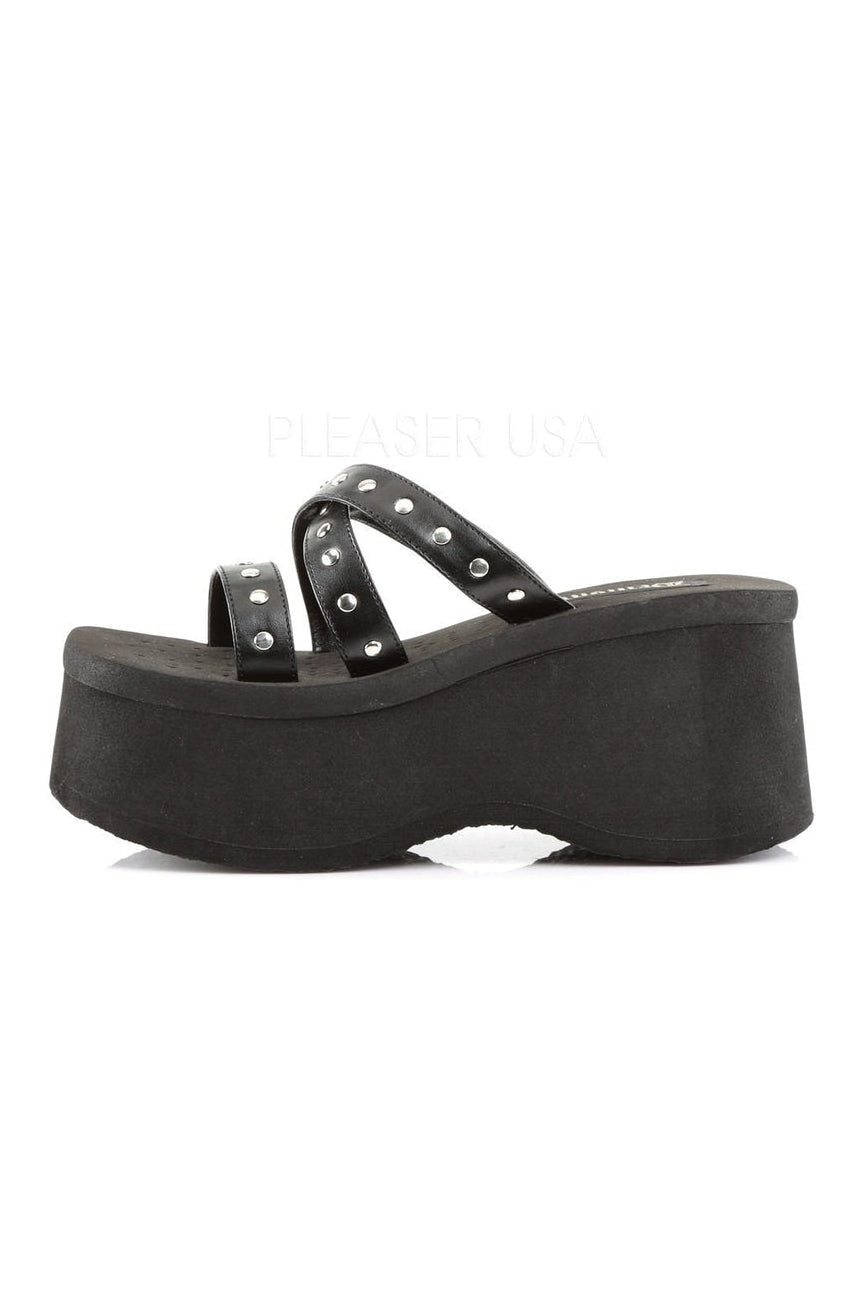 FUNN-19 Sandal | Black Faux Leather-Demonia-Sandals-SEXYSHOES.COM