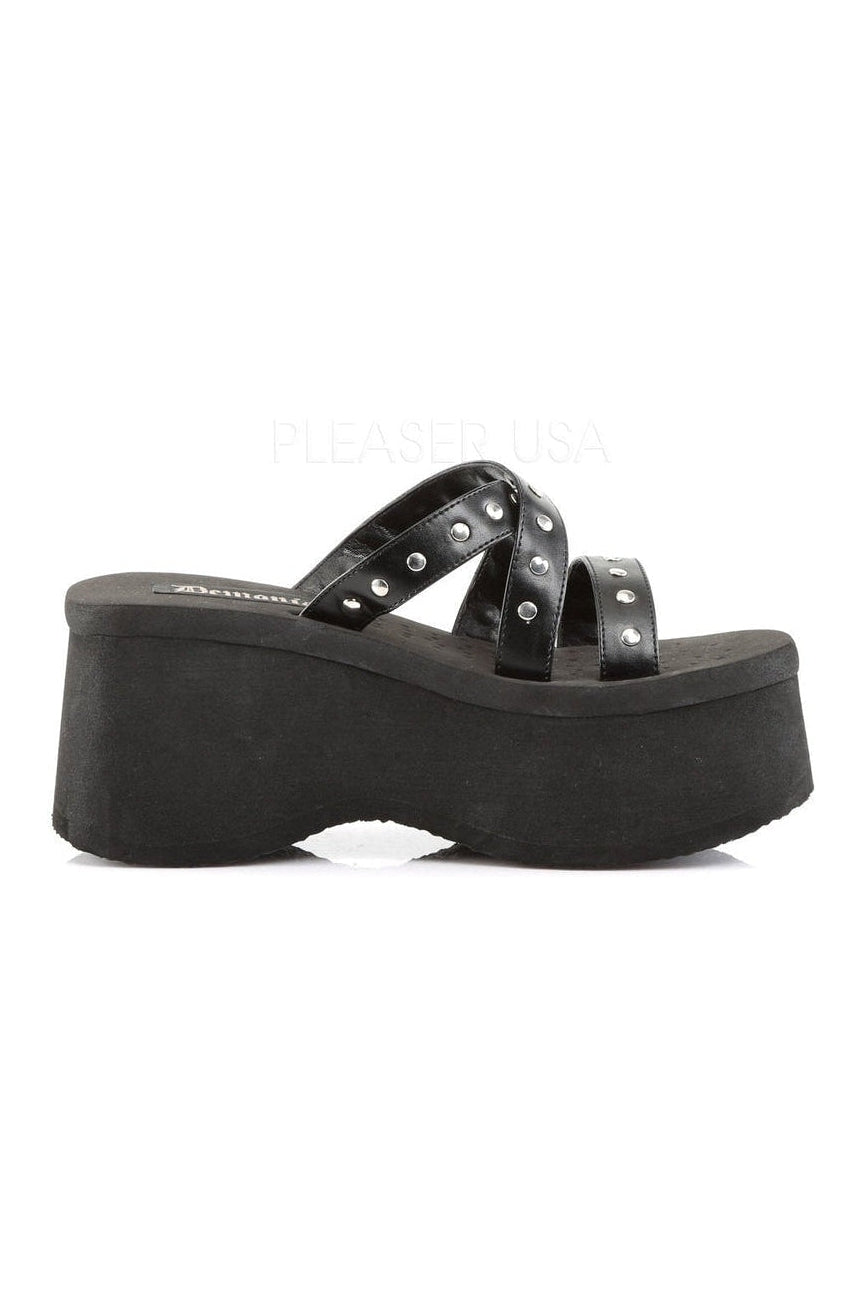 Demonia FUNN-19 Sandal in Black Faux Leather