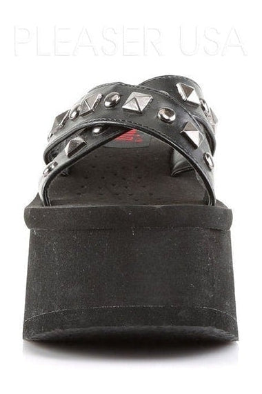 FUNN-29 Sandal | Black Faux Leather-Demonia-Sandals-SEXYSHOES.COM