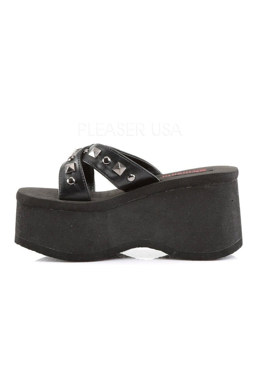 Demonia FUNN-29 Sandal in Black Faux Leather