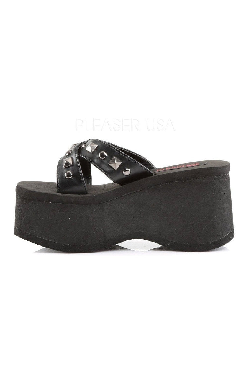 FUNN-29 Sandal | Black Faux Leather-Demonia-Sandals-SEXYSHOES.COM
