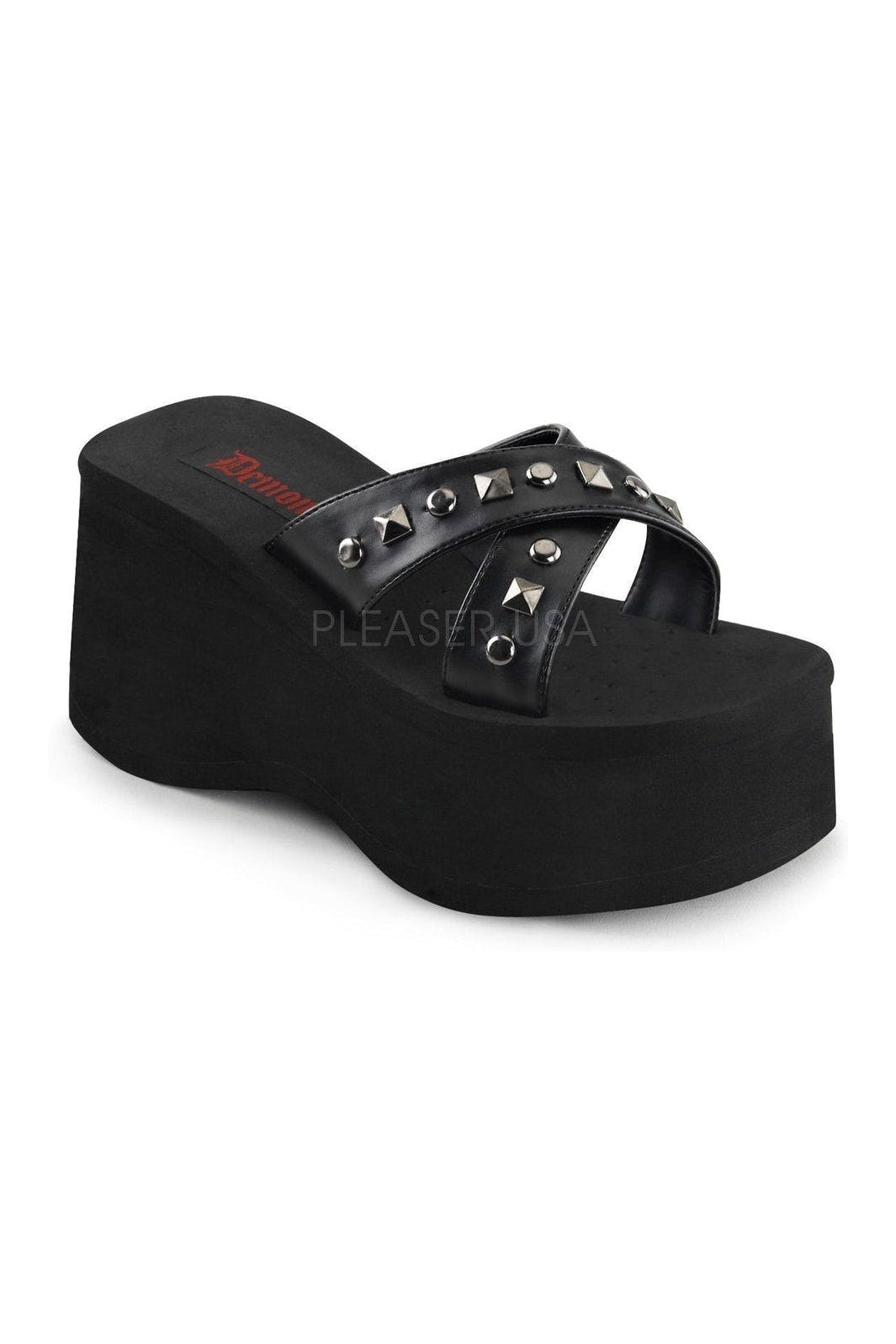 Demonia FUNN-29 Sandal in Black Faux Leather from SexyShoes.com