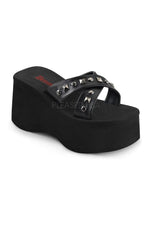 FUNN-29 Sandal | Black Faux Leather