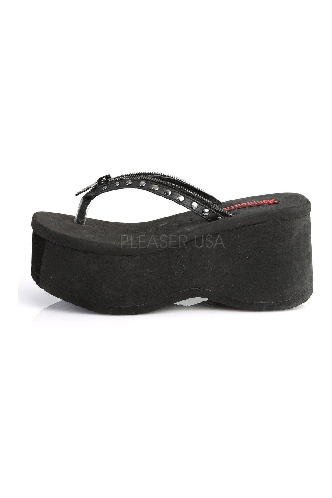 FUNN-33 Sandal | Black Faux Leather-Demonia-Sandals-SEXYSHOES.COM