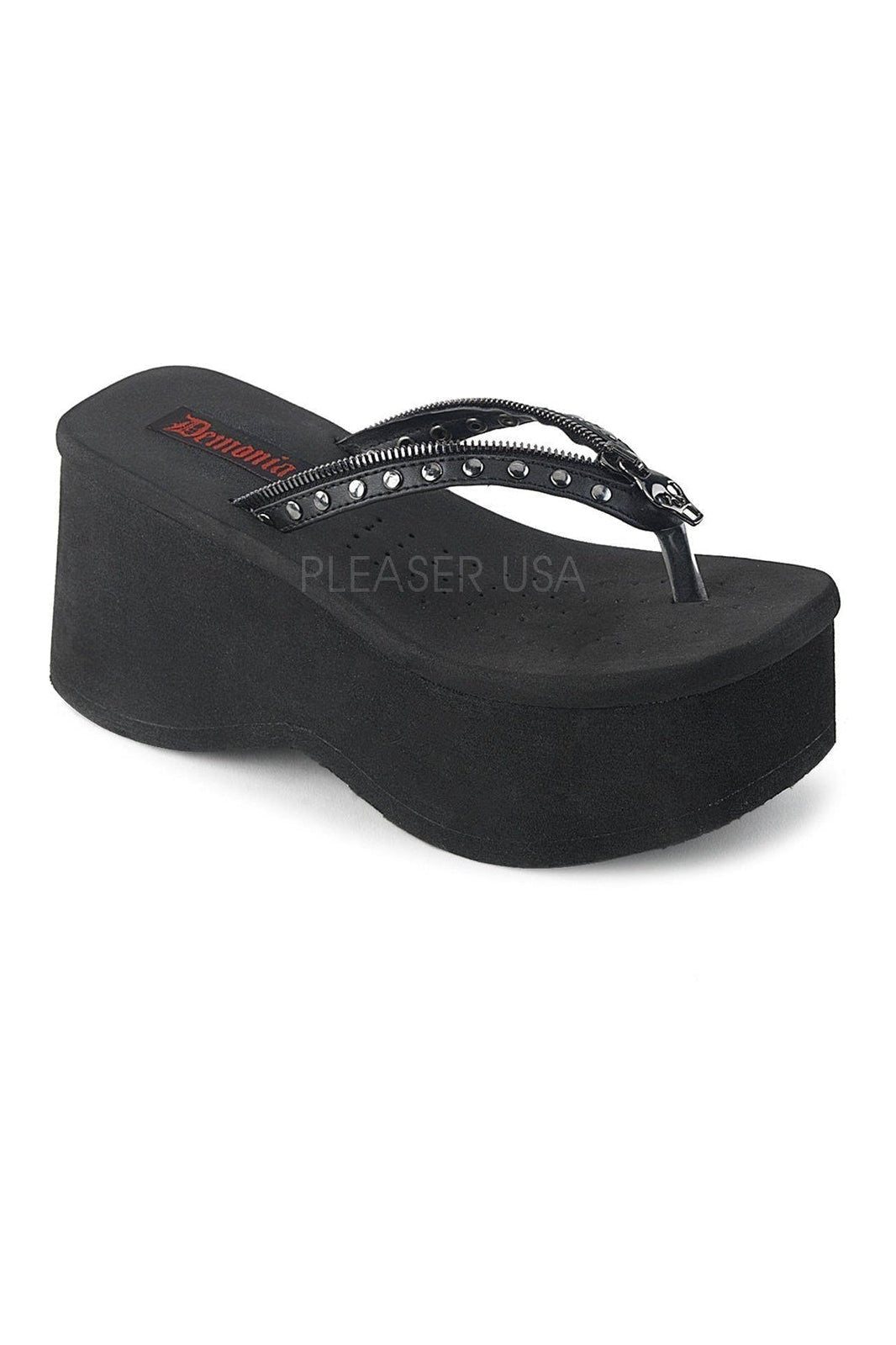 Demonia FUNN-33 Sandal in Black Faux Leather from SexyShoes.com
