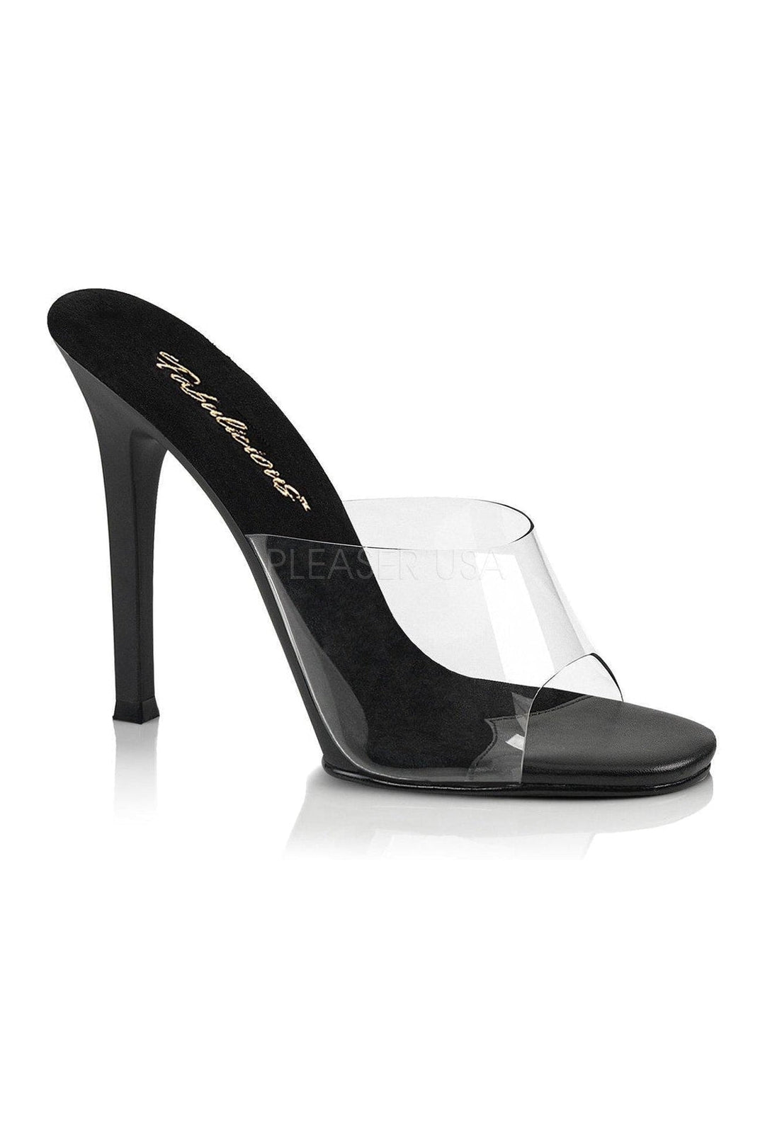 GALA-01 Mule | Black Vinyl-Fabulicious-Black-Slides-SEXYSHOES.COM