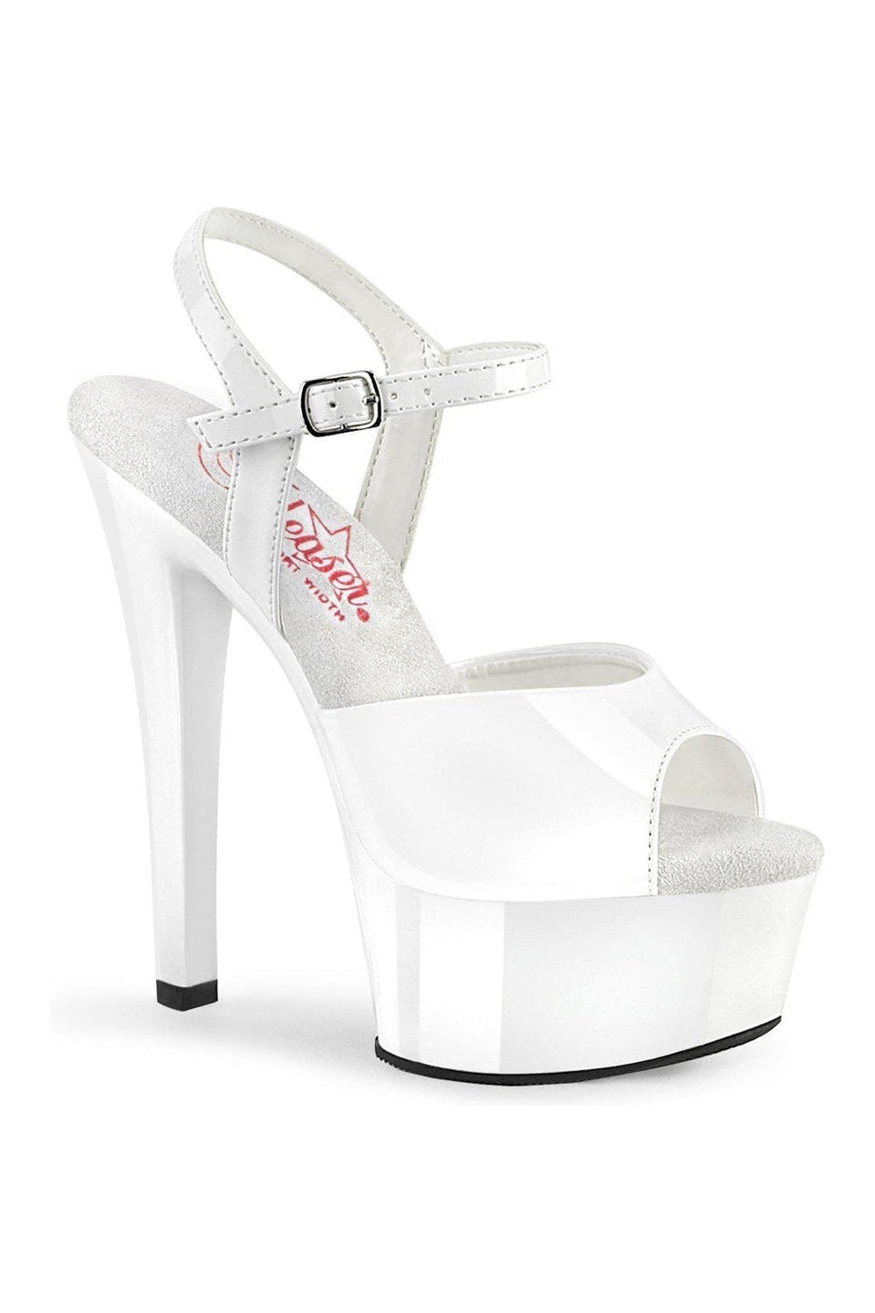 GLEAM-609 Sandal | White Patent-Sandals-Pleaser-White-5-Patent-SEXYSHOES.COM