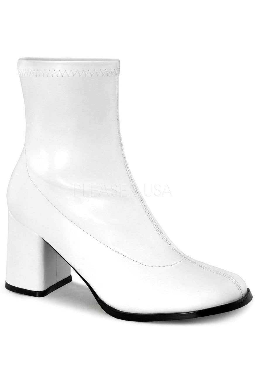 Funtasma GOGO-150 Costume GoGo Boot in White Faux Leather from SexyShoes.com