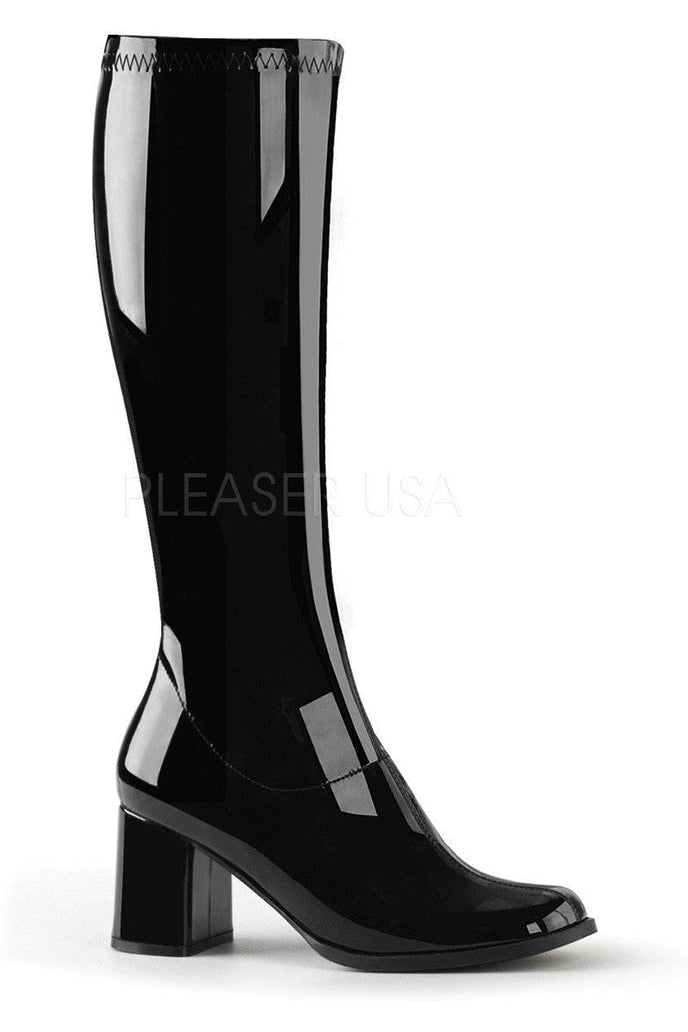 GOGO-300 Go Go Boot | Black Patent-Funtasma-Black-Knee Boots-SEXYSHOES.COM