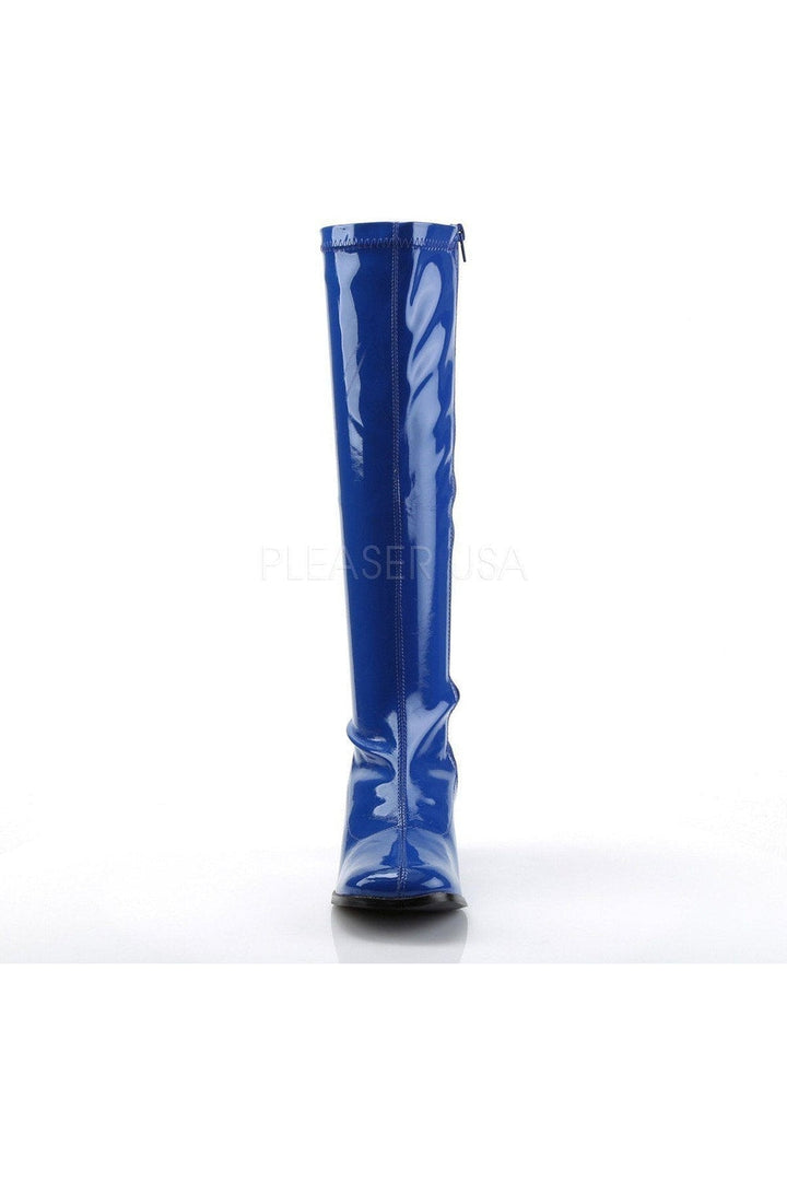 GOGO-300 Go Go Boot | Blue Patent-Funtasma-Knee Boots-SEXYSHOES.COM