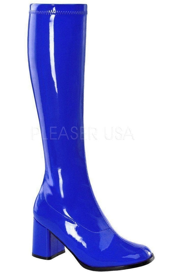 GOGO-300 Go Go Boot | Blue Patent-Funtasma-Blue-Knee Boots-SEXYSHOES.COM