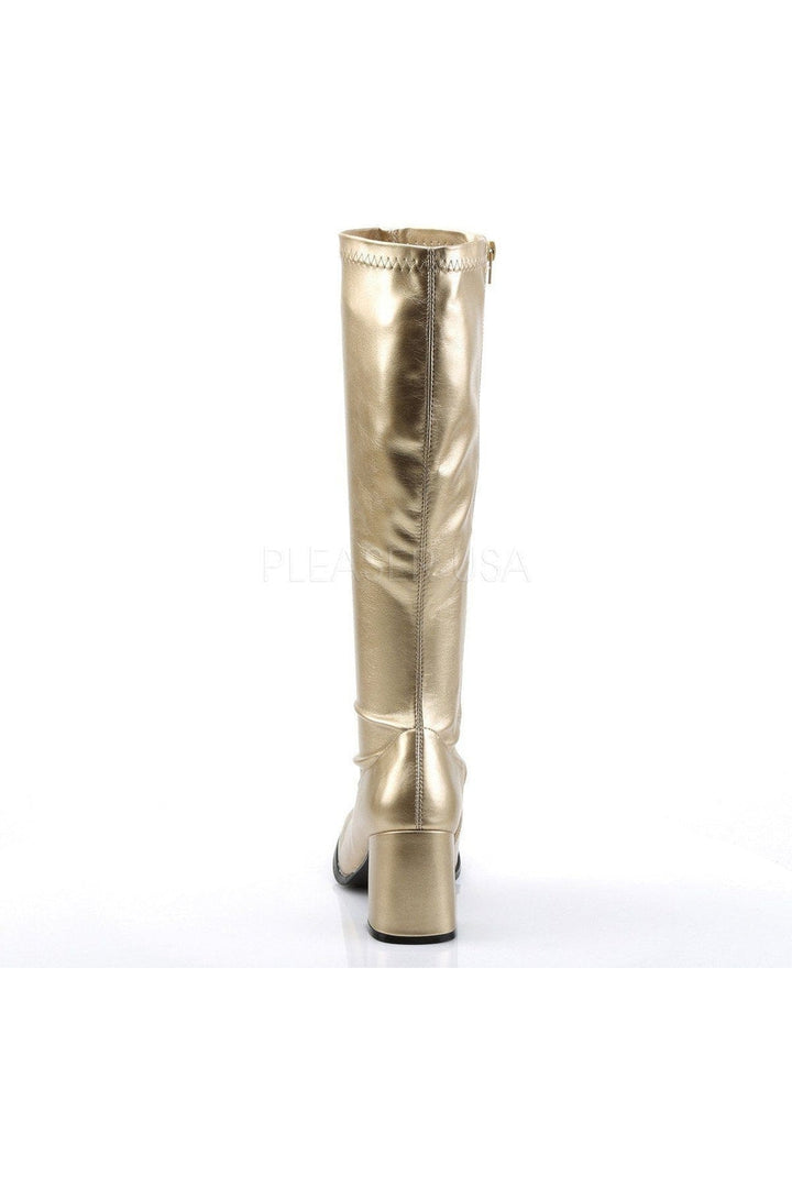 GOGO-300 Go Go Boot | Gold Faux Leather-Funtasma-Knee Boots-SEXYSHOES.COM
