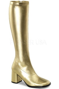 Funtasma GOGO-300 Go Go Boot in Gold Faux Leather from SexyShoes.com