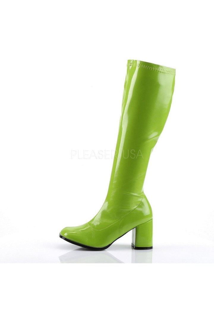 GOGO-300 Go Go Boot | Green Patent-Funtasma-Knee Boots-SEXYSHOES.COM