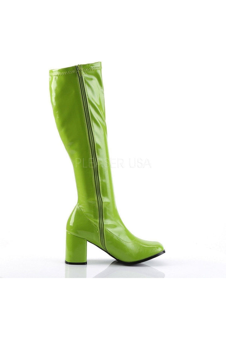 GOGO-300 Go Go Boot | Green Patent-Funtasma-Knee Boots-SEXYSHOES.COM