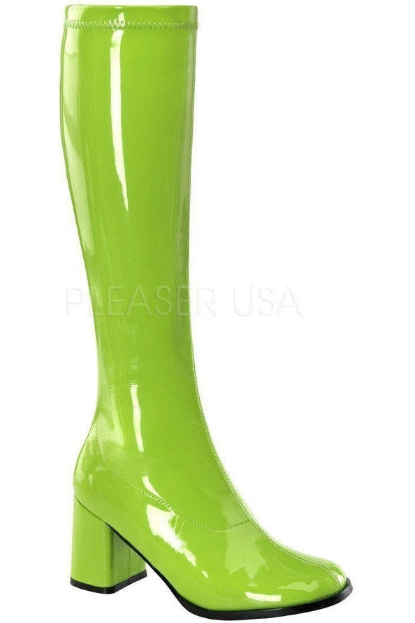 GOGO-300 Go Go Boot | Green Patent-Funtasma-Green-Knee Boots-SEXYSHOES.COM