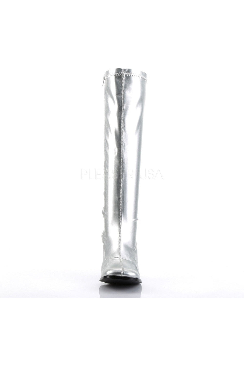 GOGO-300 Go Go Boot | Silver Faux Leather-Funtasma-Knee Boots-SEXYSHOES.COM