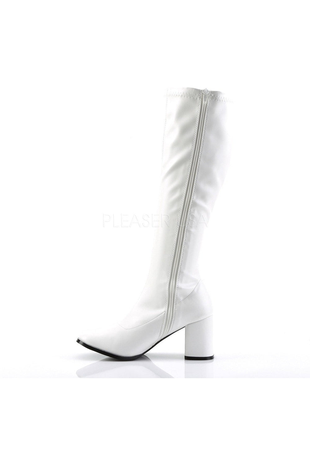 GOGO-300 Go Go Boot | White Faux Leather-Funtasma-Knee Boots-SEXYSHOES.COM