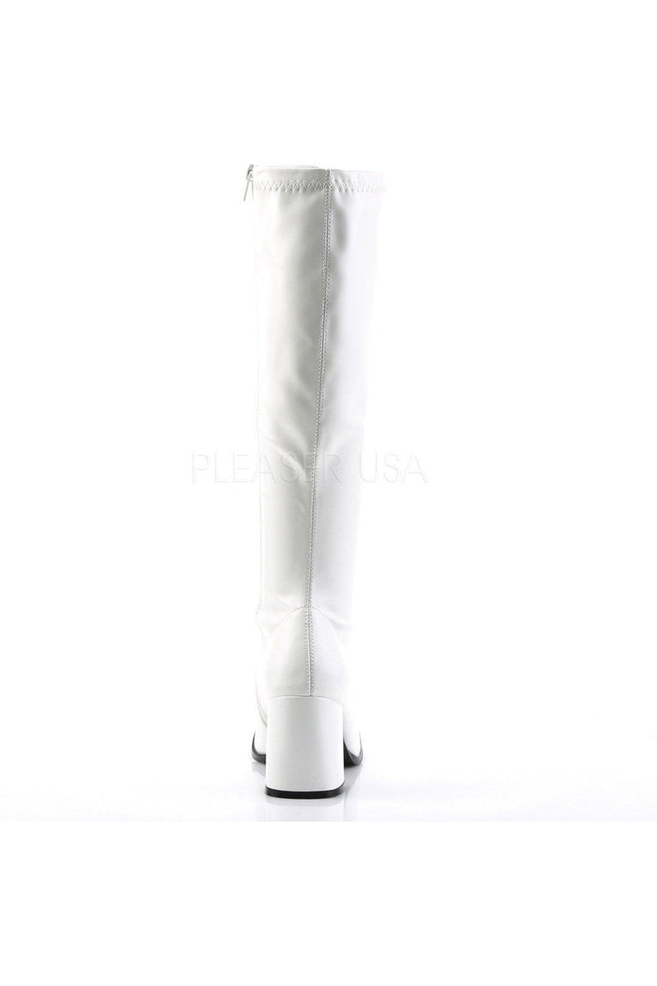 GOGO-300 Go Go Boot | White Faux Leather-Funtasma-Knee Boots-SEXYSHOES.COM