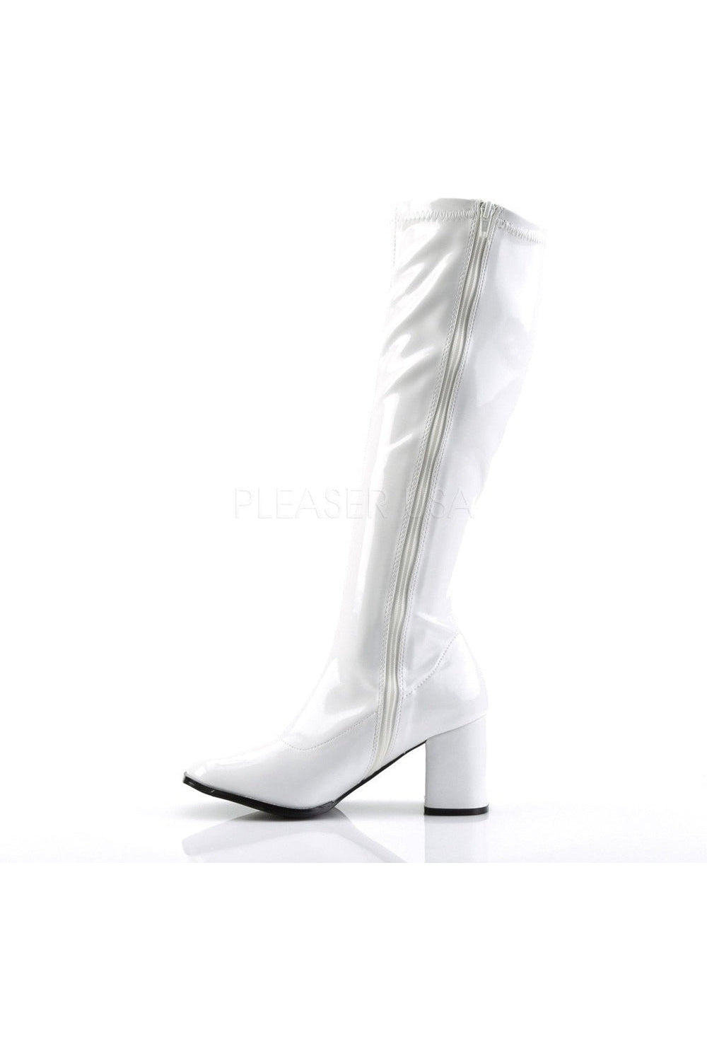 GOGO-300 Go Go Boot | White Patent-Funtasma-Knee Boots-SEXYSHOES.COM