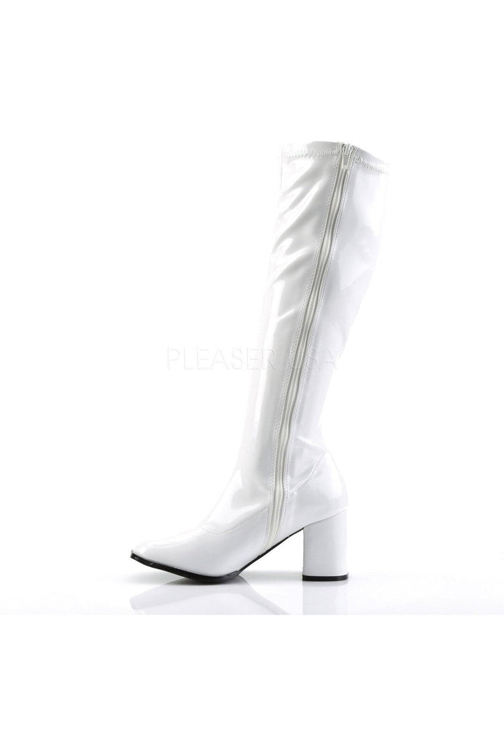 GOGO-300 Go Go Boot | White Patent-Funtasma-Knee Boots-SEXYSHOES.COM