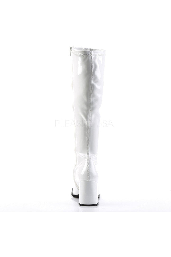 GOGO-300 Go Go Boot | White Patent-Funtasma-Knee Boots-SEXYSHOES.COM