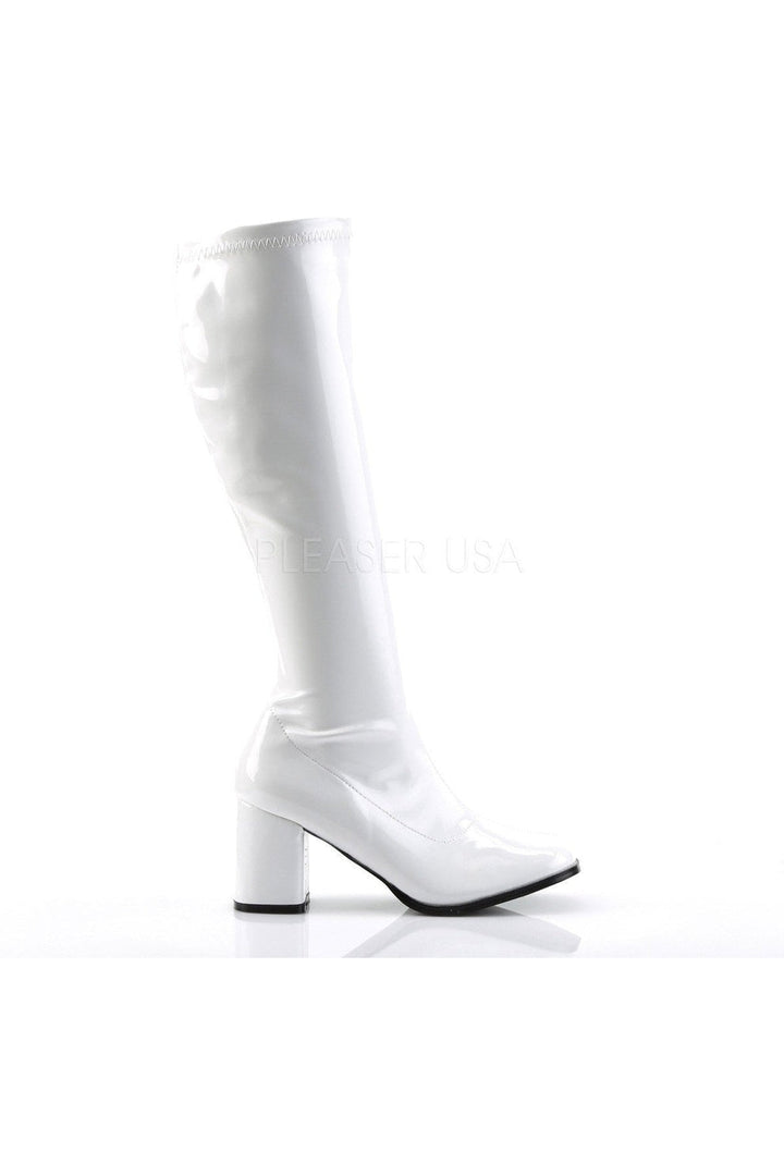 GOGO-300 Go Go Boot | White Patent-Funtasma-Knee Boots-SEXYSHOES.COM