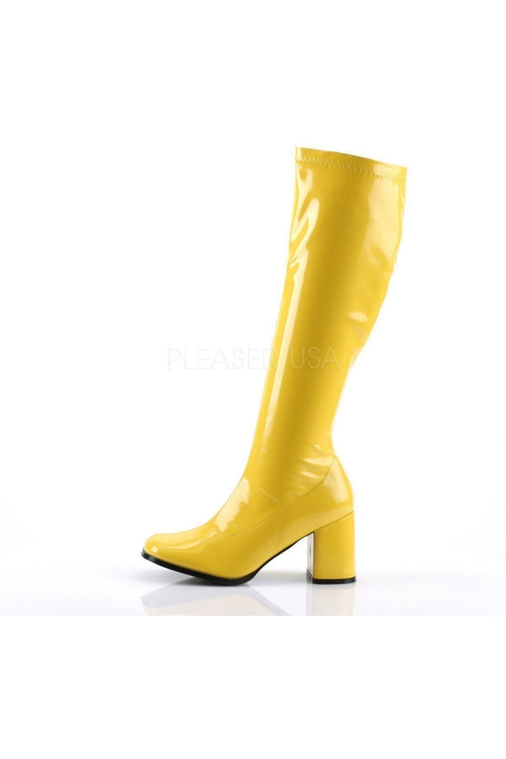 GOGO-300 Go Go Boot | Yellow Patent-Funtasma-Knee Boots-SEXYSHOES.COM