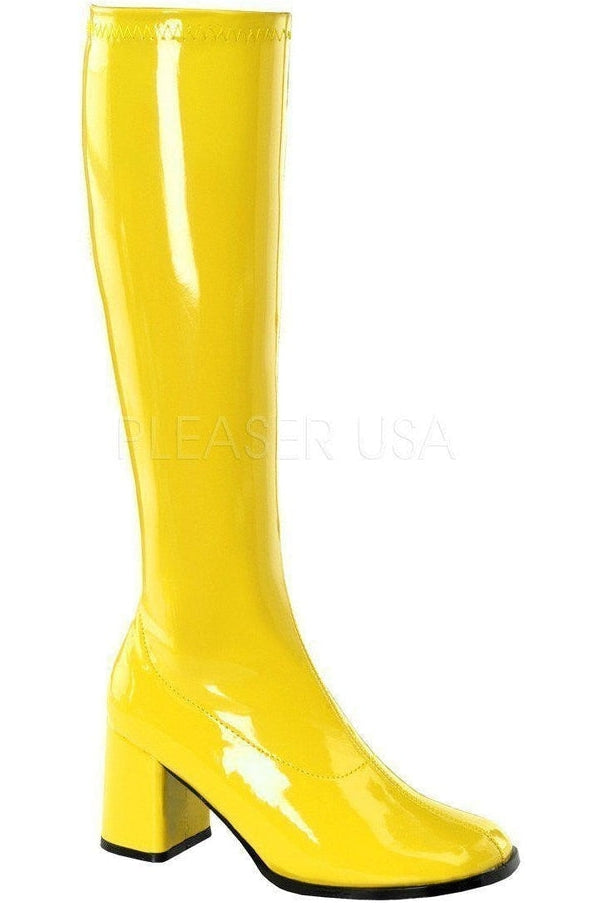 GOGO-300 Go Go Boot | Yellow Patent-Funtasma-Yellow-Knee Boots-SEXYSHOES.COM